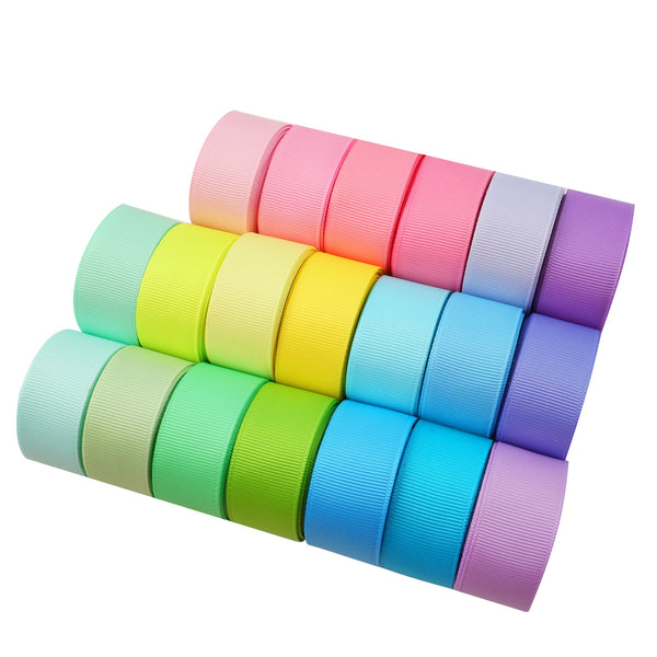 Set, 40yards/set Pastel Colored Grosgrain Ribbon Roll 22mm Polyester Weaving Ribbon Party Wedding Gift Crafts Bow Birthday Decoration, DIY Clothing Decoration