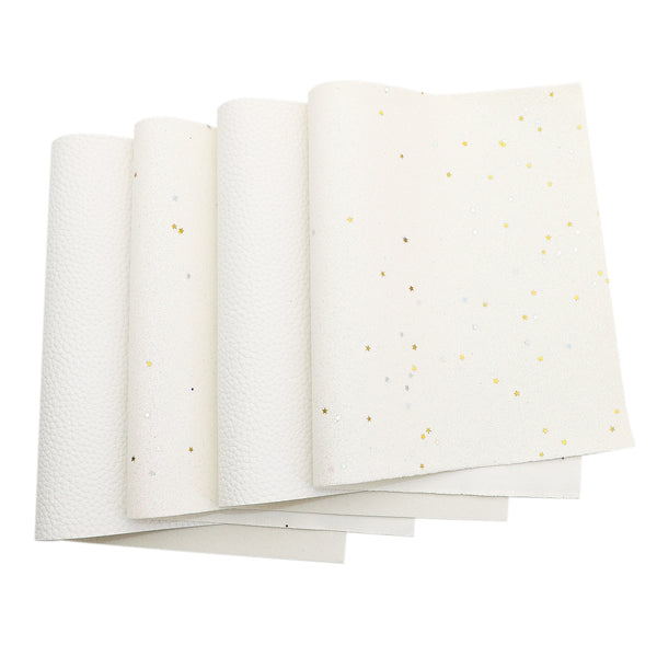 4pcs/set dot star Faux Synthetic Leather Set 7.7*12.9inch Fabric Sheets For DIY Bows Artificial Leather Crafts Handmade Material