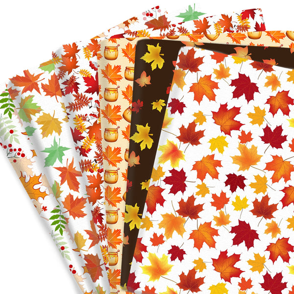 1pc Fall Autumn Orange Series Maple Leaf Pattern Quilting Fabric-17.7x19.68inch(45x50cm) Polyester Cotton Craft Fabrics DIY Thanksgiving Day,Turkey Day Handmade Projects Doll Clothes Fabric Precut For Patchwork Craft(108gsm)