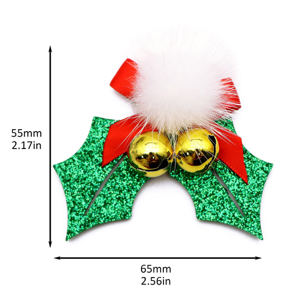 2pcs Christmas Glittery Powder Snowman-Santa Claus-Bell-OwlPatches For Girls, Suitable For Hairpin Decoration，DIY Clothes Bag Accessories