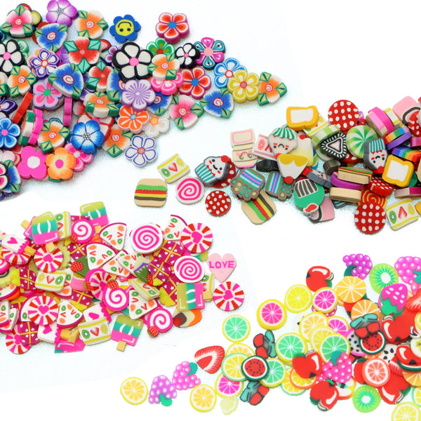 20g/pack Fruits Candy Flowers Shaped Nail Art Polymer Clay Slices-Unscented, Vibrant Heart Slime Charms for Lip Gloss Making, Resin, and Nail Art Decorations - Perfect for DIY Crafts and Creative Projects