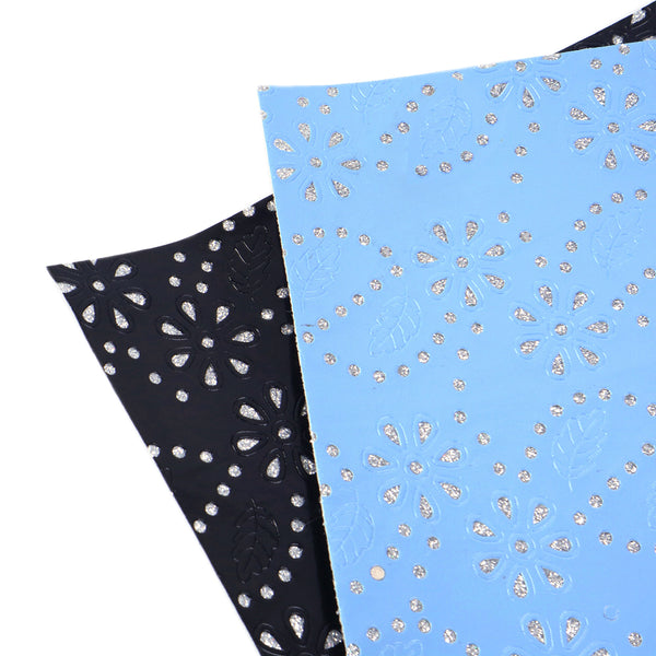 1pcs Flower leaves dot Glitter Faux Synthetic Leather  7.7*12.9inch Fabric Sheets For DIY Bows, Waist Belt, Earrings, Handbag, Phone Case, Pencil Case ,Shoes Bags Artificial Leather Crafts Handmade Material