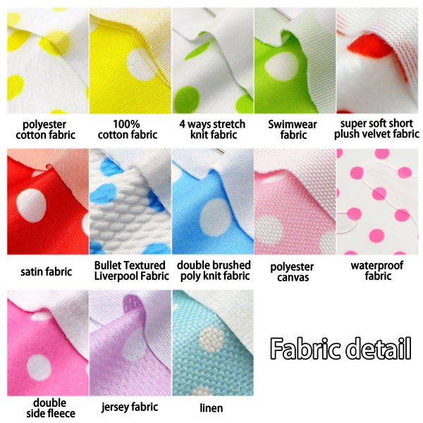 Spots Polka Dot Fabric Set Patchwork Clothes For DIY Sewing Quilting Different Material Precut Quilting Fabric Squares Sheets For DIY Patchwork Sewing Quilting Crafting, No Repeat Design No Repeat Material