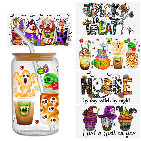 1pc UV DTF Cup Wrap Decals bat Horror ghost halloween pumpkin Series For Any Hard Surface, Scratch-Resistant Decals With Vibrant Colors & UV DTF Transfer Sticker Waterproof Sticker For Libbey Glass Cups 16OZ DIY Tumbler Furniture gift