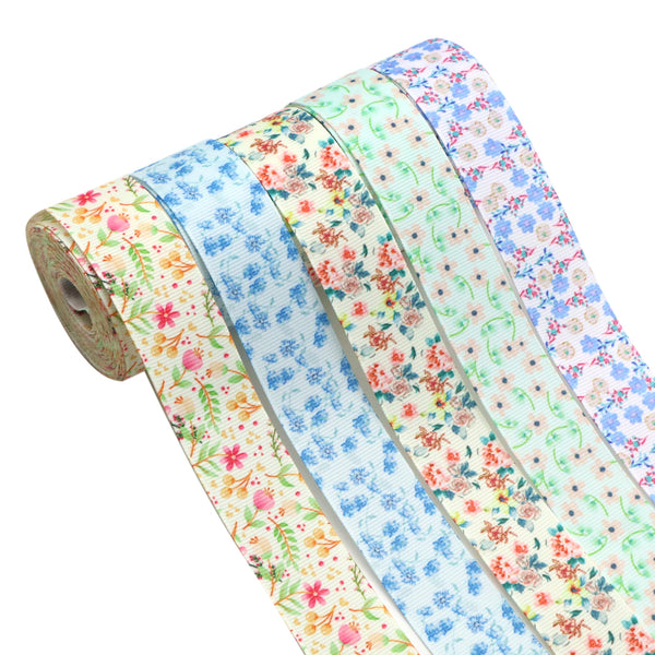 Set, 25yards/set Spring Flower Ribbon Roll 25mm/1inch Grosgrain Material Ribbon Set For Gift Package Wrapping, Hair Bow Clip Accessory Making, Crafting Holiday Wreaths Decor, Scene Decor, Home Decor, Theme Party Decor