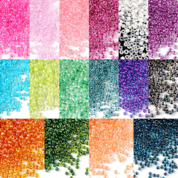 20g/pack 2mm Pearlescent color Vibrant Colorful Miyuki Seed Beads Solid Color Loose Spacer Glass Beads with Hole for Jewelry Making DIY Bracelet Necklace Chain Earrings Charm Bangle Decors Craft Accessories