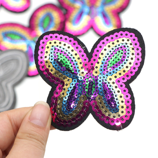 5Pcs Sparkling Sequin Embroidery Butterfly Patches - Easy Iron-On/Sew-On Appliques for DIY Clothing, Jeans, Bags & DIY Decor