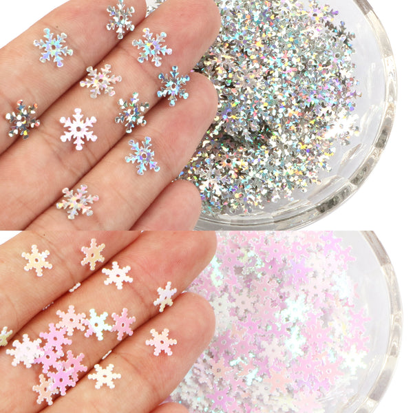 10g/pack White Snowflake Nail Art Glitter Christmas 3D Snowflake Nail Art Sequins  Snowflake Nail Art Flakes, Nail Art Supplies  Christmas Snowflake Resin Sequins for Nail Art, Jewelry, Makeup & Holiday Decor