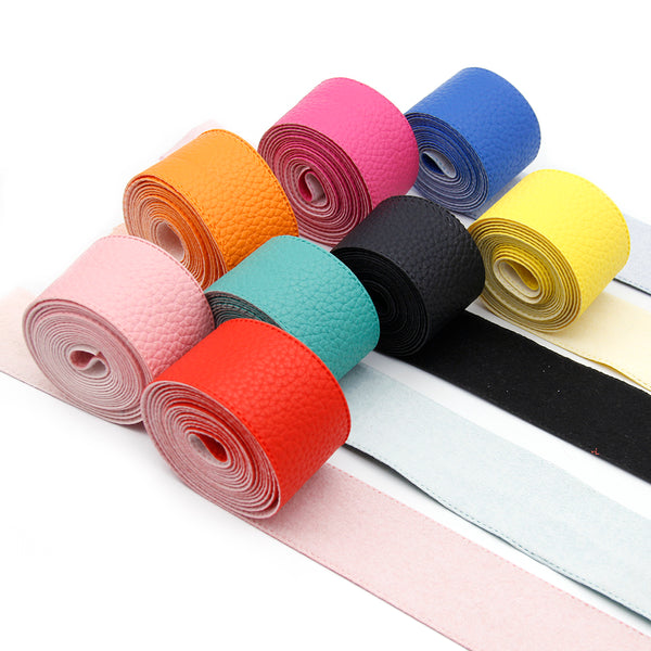 5yards/roll 38mm/1.5in Litchi Grain Faux Leather Strap Single Face Synthetic Leather Strips Roll For Jewelry Making DIY Hairbows Craft Bag Belts Keychains Garment Sewing Decoration