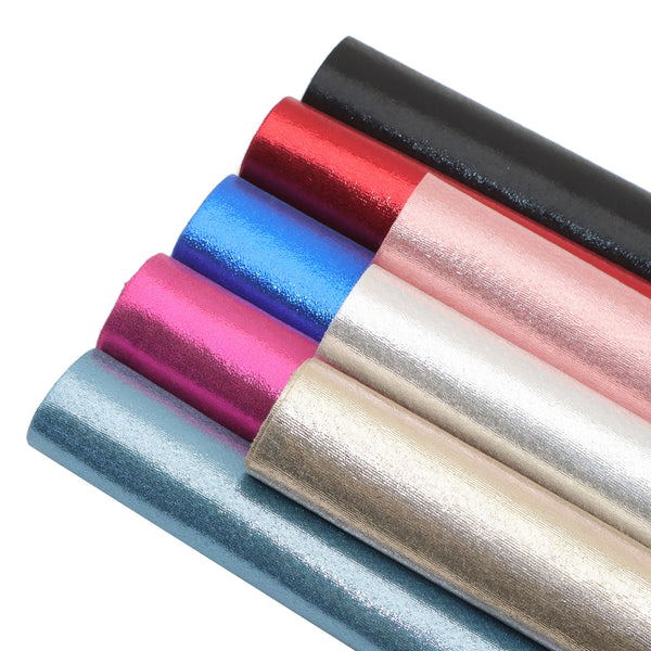 8Pcs/set Metallic Solid Color Faux Leather Sheets 7.87x12.99inch Synthetic Leather Fabric for DIY Earrings Hair Bows Pouches Handbags Crafts Supply