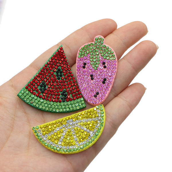 5pcs fruit -Strawberry Watermelon Lemon Rhinestone No Back Adhesive Cloth Stickers, Shoes, Cap, Bag, Hairpin And Cloth Accessories，diy Handmade clothing hats hair accessories decorations