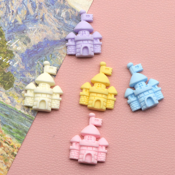 5pcs/pack Castle Ornaments - 3D Resin, Mixed Colors Random Color, Flatback Cabochon Design for Home Decor & Holiday Parties  Flatback Castle  Scrapbook Figurines DIY Bow Accessories Decor Crafts