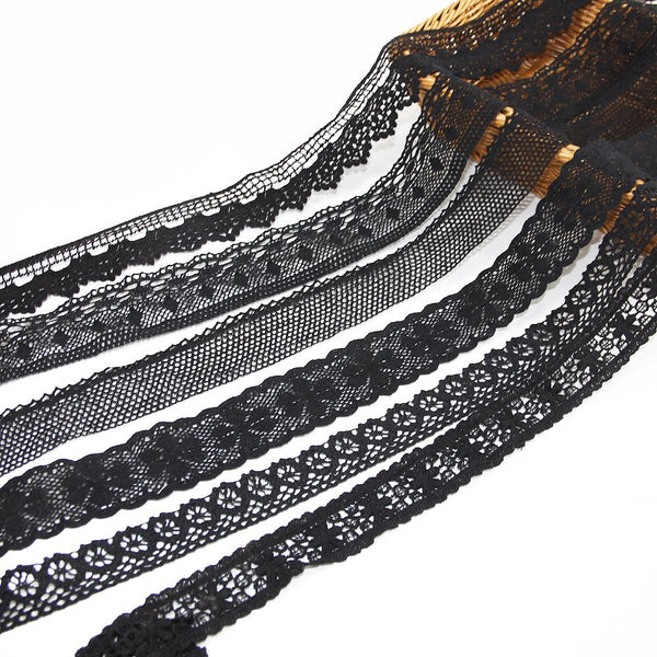 6 Yards Black Lace Trim Ribbon - Decorative Fabric Ribbons for Crafting, Gift Wrapping, Scrapbooking, and Home Decor Embellishments