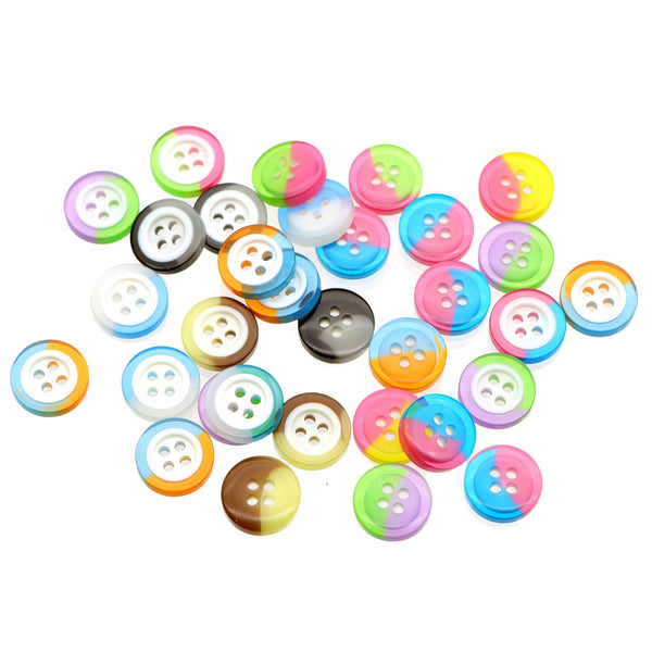 10pcs Acrylic Mix Rainbow Color Round Buttons, Resin Sewing & Knitting Supplies, DIY Crafts Art Supplies, Clothing Decorative Buttons, Sewing Fixtures