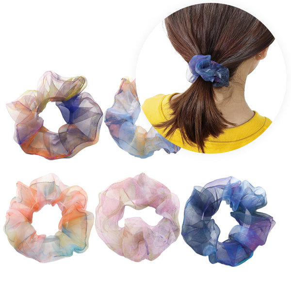 Tie Dye Galaxy Handpaint Organza Hair Elastics Scrunchies Ponytail Holder Hair Accessories