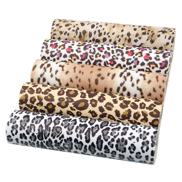 A5 leopard Faux Synthetic Leather Set 5piece/set 5.9*8.26inch Fabric Sheets For DIY Bows Leather Crafts Handmade Material