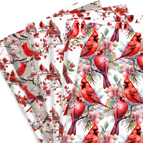 1pc Cardinal Bird Floral Series Pattern Quilting Fabric-17.7x19.68inch(45x50cm) Polyester Cotton Craft Fabrics DIY Handmade Projects Doll Clothes Fabric Precut For Patchwork Craft(108gsm)