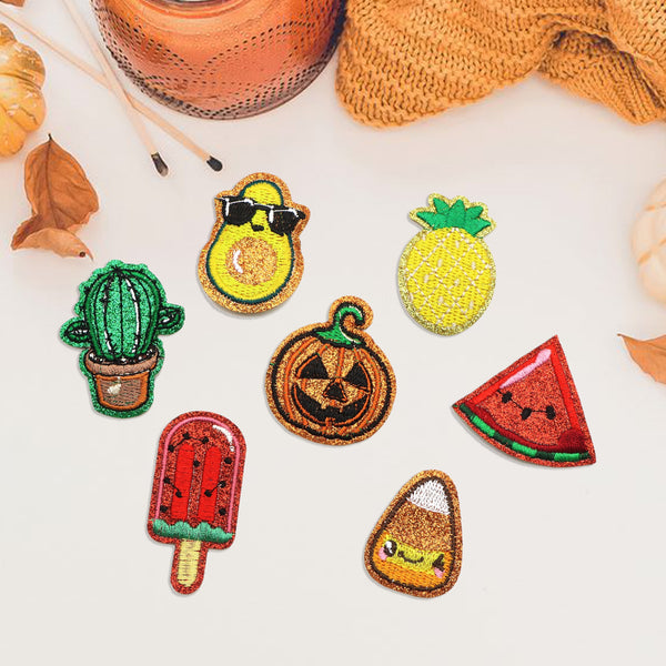 5pcs-set Watermelon Fruit Embroidery Glitter Leather Patches for Clothing DIY Patches Sewing On Clothes Patch DIY Bows