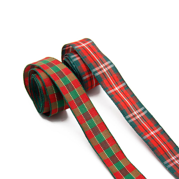 1 Roll 5 Yards 0.63inch/16mm Plaid Christmas Ribbon for DIY Hair Accessories, Gift Wrapping, Cake Decorating, Baking Packaging,Christmas Party Decoration