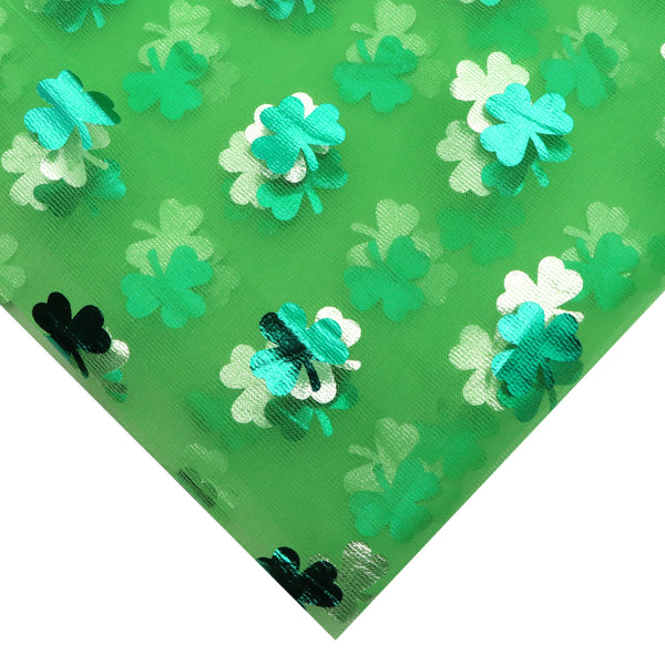 1pc Golden Foil Clover Shamrock Pattern St. Patrick's Day Quilting Fabric-62.2x19.68inch(158x50cm) Mesh Gauze Fabric Stage Performance Costume Dance Holiday Decor Handmade DIY Fabric