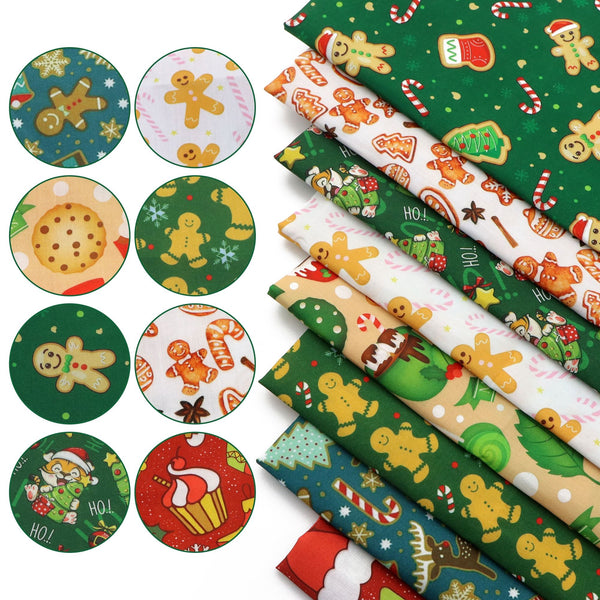 1pc Christmas Gingerbread Man Series Pattern Quilting Fabric-17.7x19.68inch (45x50cm) Polyester Cotton Craft Fabrics DIY Handmade Projects Doll Clothes Fabric Precut For Patchwork Craft(108gsm)