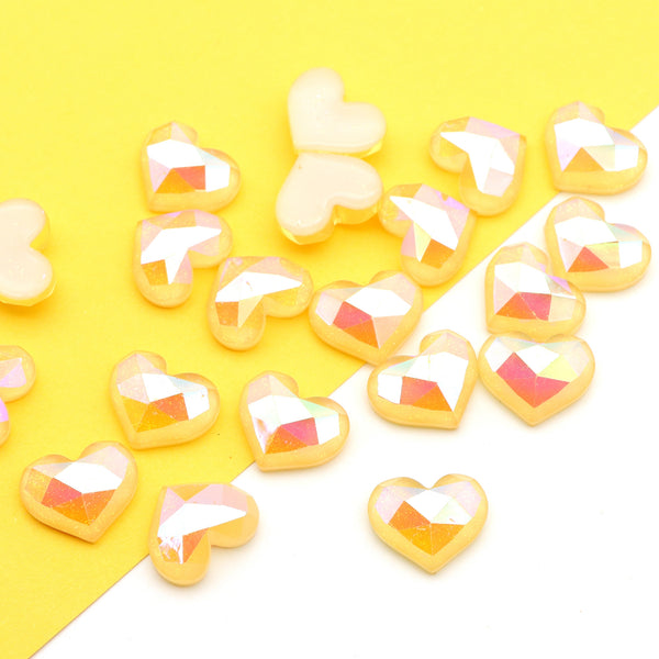 5Pcs Love Heart Shaped Acrylic Charms Resin,Iridescent Color 3D Flatback Resin Cabochons for DIY Jewelry, Earrings, Bracelets, Keychains, Festive Decor, Homemade Gifts, Phone Cases, Water Bottles, Hair Accessories - Crafting Accessories