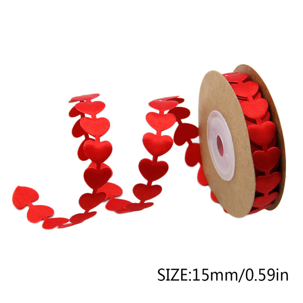 1 Roll, 5Meter 15mm/0.59inch Heart Embossing Ribbon For Clothing Trim Accessories DIY Scrapbooking Gift Wrapping Sewing Birthday Wedding Party Home Decor