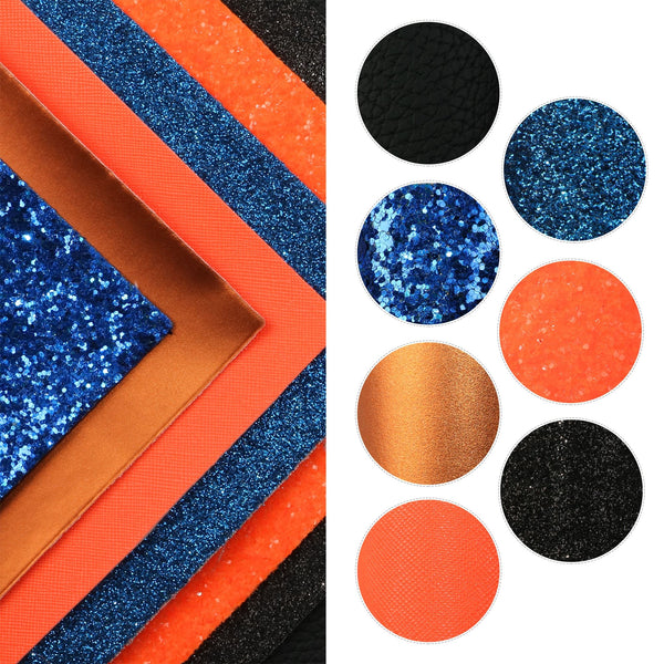 Glitter Solid Color 7-Piece Set Faux Leather Fabric,7.87x12.99inch,PVC Material Glitter Synthetic Leather- Perfect For Diy Earrings, Bag,Hair Bows, And Crafts