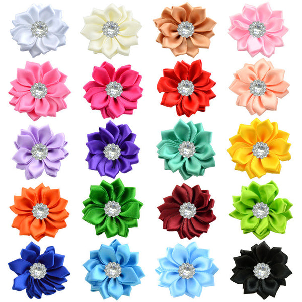 10pcs-4cm/1.57inch Handmade Headwear and Costume Accessories with Small Polyester Flowers