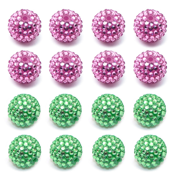 5pcs 20mm Bayberry Beads Rhinestones Chunky Crystal Glitter Bayberry Beads Round Loose Beads For Bracelet Necklace Jewelry Making DIY Handmade Beaded Pens Key Bag Chain Decorative Accessories Decors Craft Supplies