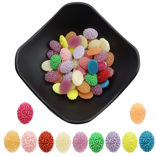 100Pc random color 3D Resin Cabochons - Flat Back Charms For Diy Scrapbooking, Jewelry Making & Craft Decorations