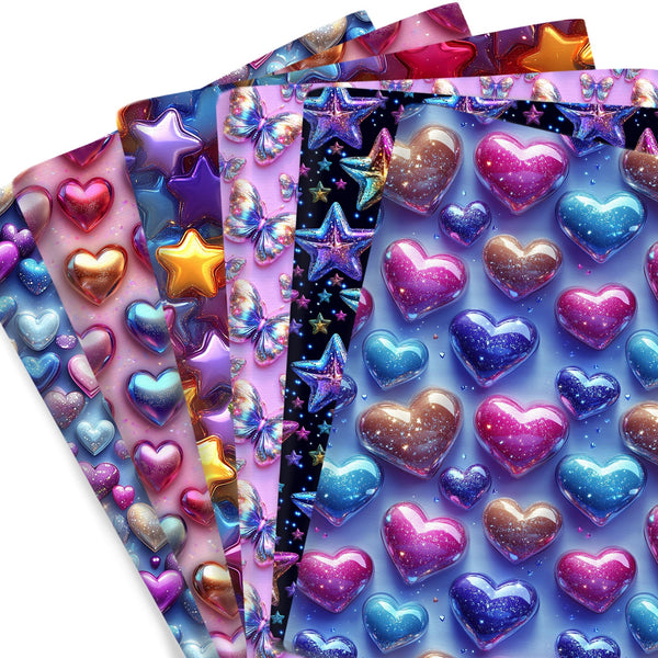 1pc Like 3D style Series Heart Love Star Butterfly Starfish Pattern Quilting Fabric-17.7x19.68inch(45x50cm) Polyester Cotton Craft Fabrics DIY Handmade Valentine's Day Projects Doll Clothes Fabric Precut For Patchwork Craft(108gsm)