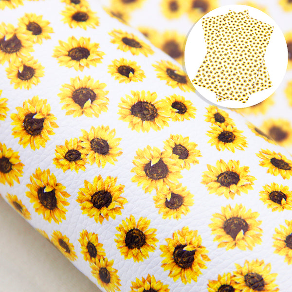 1pcs sunflower stripe leopard Zebra Faux Synthetic Leather  7.7*12.9inch Fabric Sheets For DIY Bows Artificial Leather Crafts Handmade Material