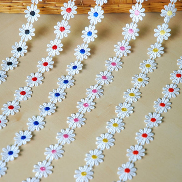 1 Yard 2.5cm/1inch White Flower Embroidered Lace Ribbon For DIY, Sewing Crafts, Bags, Clothes