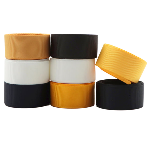 8 Rolls, 0.86Inch/22mm X 2 Yards/roll Golden Black White Series Solid Color Grosgrain Ribbon Set For Gift Wrapping Ribbon Holiday DIY Craft Ribbons For Home Party Decor