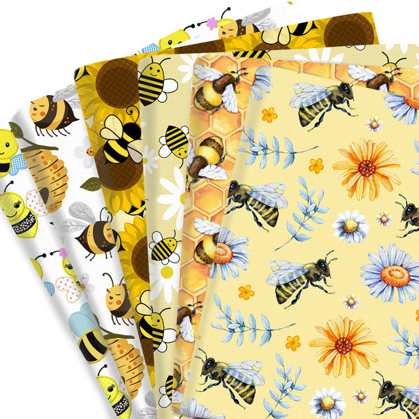 1pc 19.68x17.7inch Sunflower Bee Animal Yellow Series Pattern Quilting Fabric Cotton Craft DIY Handmade Doll Clothes Fabric Precut For Patchwork DIY Handmade Craft Sewing Supplies