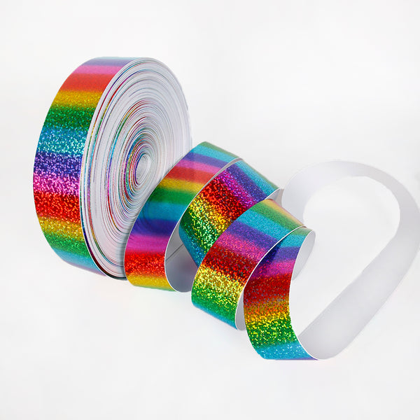 1pc,Rainbow Laser Foil Grosgrain Ribbon Roll - 5 Yards 22/mm/38mm/75mm for DIY Hair Bows, Wreaths, Gift Wrapping, Party Decoration, Headwear, Garment Decor and More