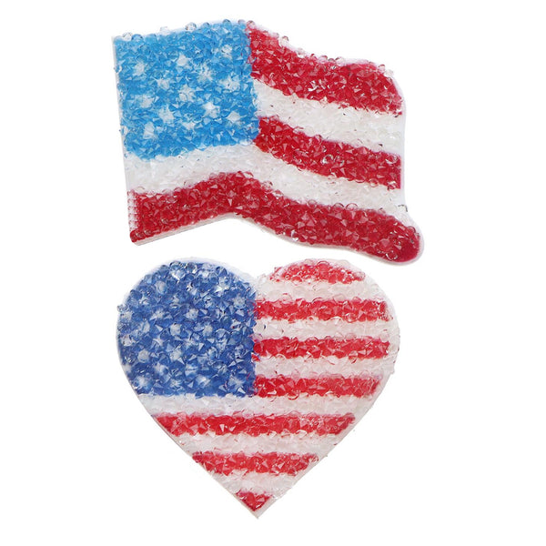 1Pc USA Flag Fourth of July,Independence Day Shape Sugar Bead 3D Acrylic Resin Cabochon Charms Ornament DIY Creative Phone Shell Case Keychain Fridge Patches Decors Accessories Happy Holiday