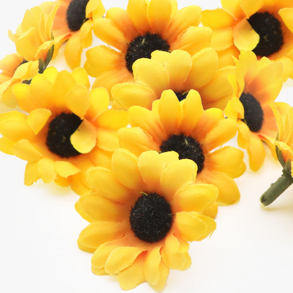 10Pcs Artificial Sunflower Heads, Small Fake for DIY Crafts, Wedding Autumn Home Decoration, Bride Shower DIY Garden