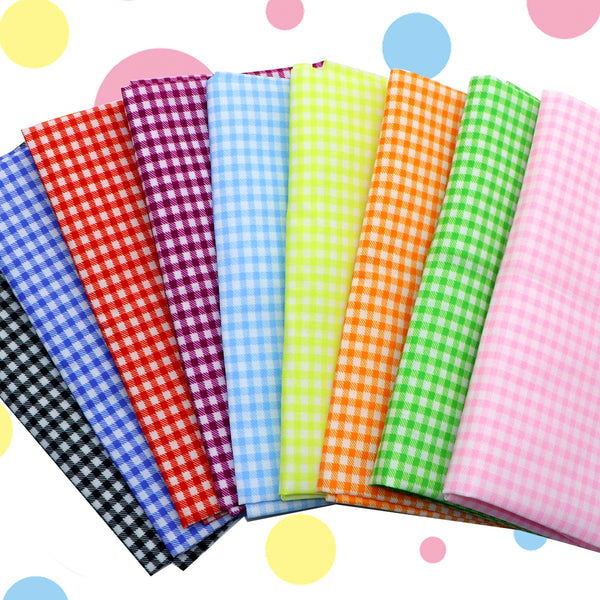 Plaid Grid Gingham Colorful Checkered Series Polyester Cotton 19.68*17.7inch (50*45cm) Sewing Small Cloth Head DIY Handmade Doll Clothes Patchwork Doll Quilt Handmade Cotton Square DIY Sewing Textile with Various Patterns