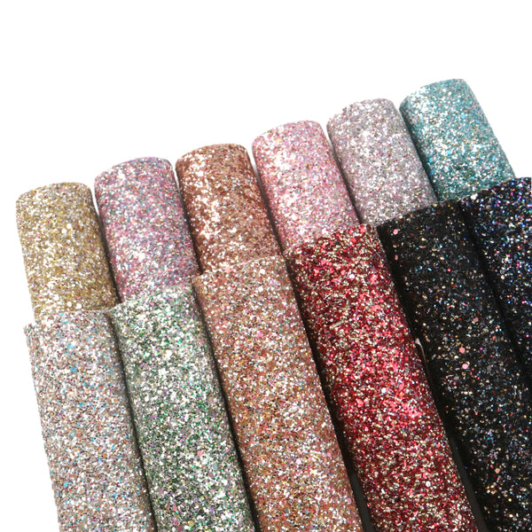 1pcs Sequins chunky glitter Faux Synthetic Leather  7.7*12.9inch Fabric Sheets For DIY Bows, Waist Belt, Earrings, Handbag, Phone Case, Pencil Case ,Shoes Bags Artificial Leather Crafts Handmade Material