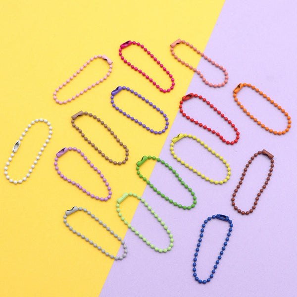 10Pcs Mixed color Ball Bead Chains For Keychain Dog Tag Necklace 2mm Beads Chains for Jewelry Making DIY Handmade Crafts Accessories