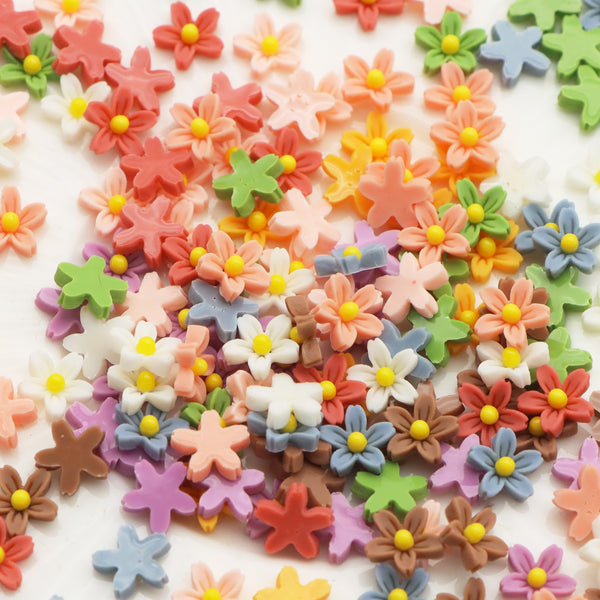 20pcs Mini Flower Resin Charms, Colorful Acrylic Flat Back Embellishments Nail Art Decorations for DIY Figurines Scrapbook, Jewelry, Manicure Earring Crafts