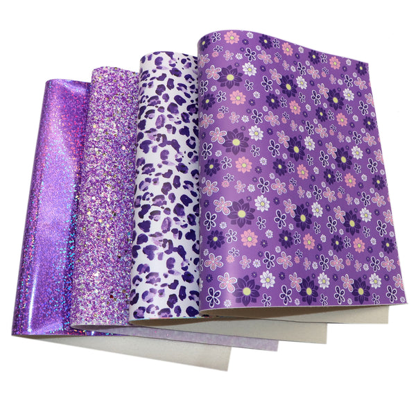 4pcs/set Flower leopard chunky glitter sequins Faux Synthetic Leather  7.7*12.9inch Fabric Sheets For DIY Bows, Waist Belt, Earrings, Handbag, Phone Case, Pencil Case ,Shoes Bags Artificial Leather Crafts Handmade Material