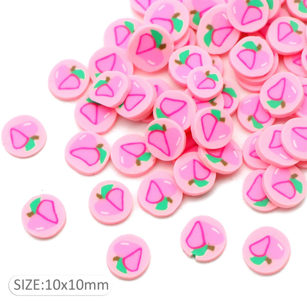 10g/bag 10mm Peach Polymer Clay Sheet Filler Patch fruit Pink Series Polymer Clay DIY Crafts Decoration Material Christmas Gift Making Accessories Package Filler