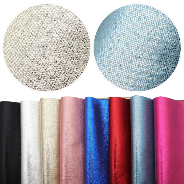 Metallic Solid Color Faux Leather Set Synthetic Leather Fabric Sheets 8Pcs/set 20x33cm for DIY Earrings Hair Bows Pouches Handbags Crafts Supply