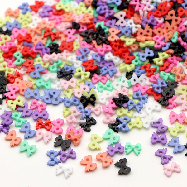 100pcs Assorted Colors Mini Tiny Bowknot Buttons, Costume Micro Buttons, Perfect For Doll Clothing Button Mini Doll Accessories DIY Craft Sewing Accessories Resin Button