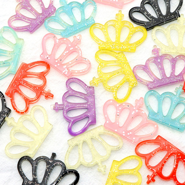 5pcs/pack Colorful Crown-Shaped flat Resin - Flatback Charms,Available in multiple colors for DIY Jewelry, Hair Clips & Scrapbooking Crafts