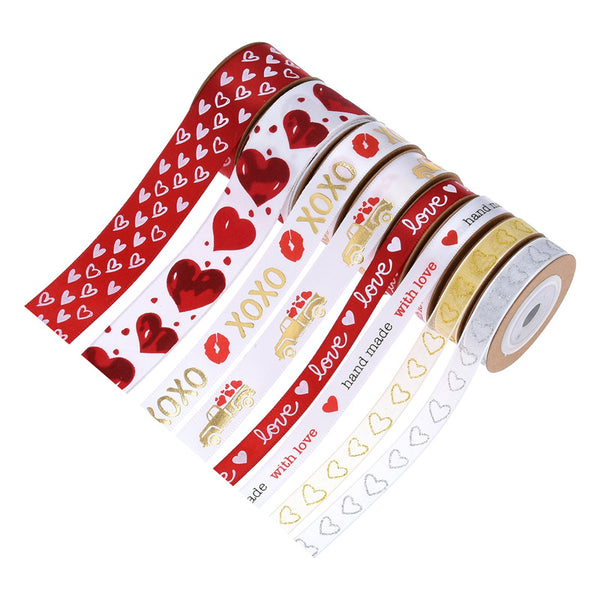 1 Roll 10 Yards/roll Valentine's Day Ribbon Heart Shaped Ribbon Craft Satin Bread Seam Ribbon For Gift Wrapping Wedding Birthday Party Decoration DIY Supplies, Home Decor, Scene Decor, Theme Party Decor