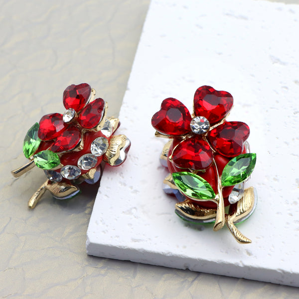 1pc Imitation Rhinestones Acrylic red flower shaped beads -High quality Beads for DIY Jewelry Making, Bracelet Phone & Keychain Accessories - Decorative pen accessories ,Available in multiple colors